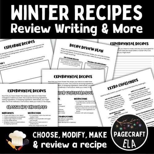 Winter Recipe Modification and ELA Writing Activity Pack for Reviews ...