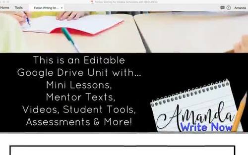 Fiction Writing Unit for Middle Schoolers by Amanda Write Now | TpT