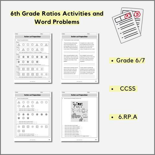 6th Grade Ratios Activities: Ratios Word Problems Word Problems 6.RP | 7.RP