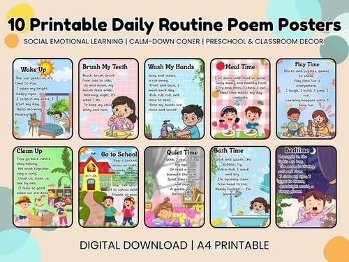 Daily Routines Poems for Kids | Printable Poetry Posters Bundle ...
