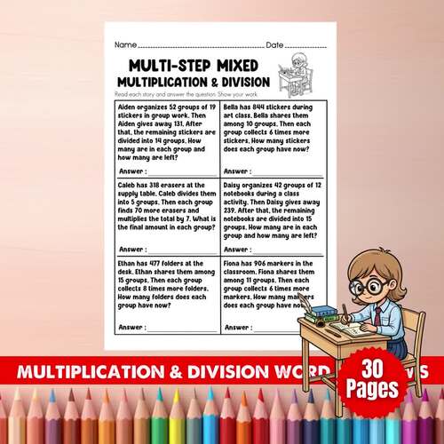 Grade 5 Multi-Step Multiplication & Division Word Problems | School Math PDF