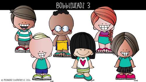 Bobbleheadz 3 clip art, kid Mini by Melonheadz Clipart | TPT