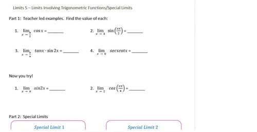 Preview of Limits 5 - Special Limits (lesson video)