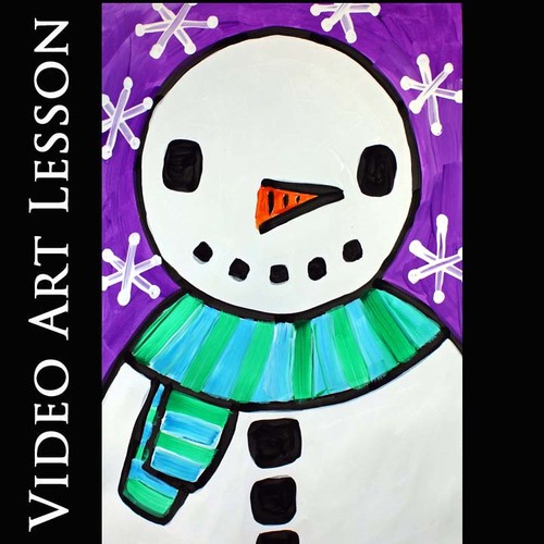 Preview of SNOWMAN IN SNOW Video Art Project | WINTER Directed Drawing & Painting Lesson