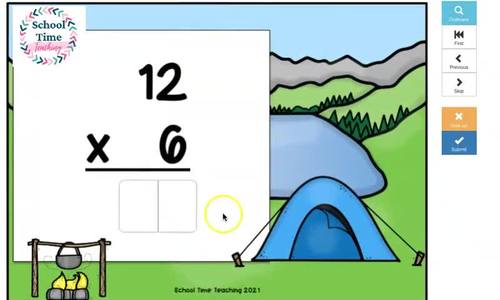 Math Multiplication 12 Facts Fluency BOOM Cards by School Time Teaching