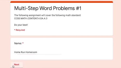 Multi-Step Word Problems Google Classroom™ Digital Quiz Set | TPT