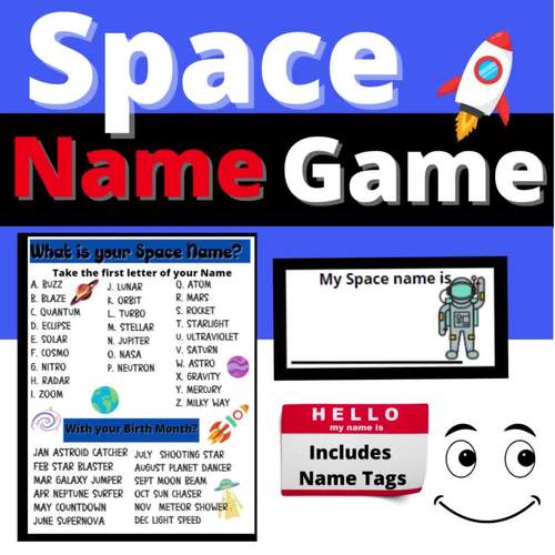 Space Name Game Activity Class Resource No Prep Fun Friday by