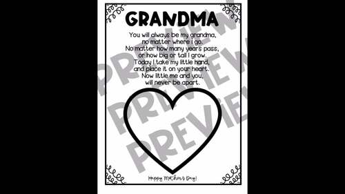 Mother's Day Handprint Craft Mother's Day Poem Template DIY Gifts for Mom