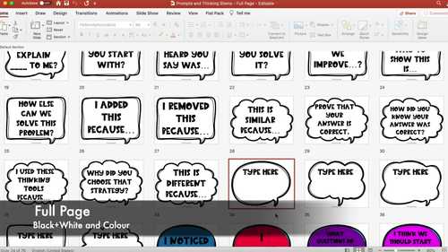 Accountable Math Talk Prompts and Thinking Stems Print and Digital