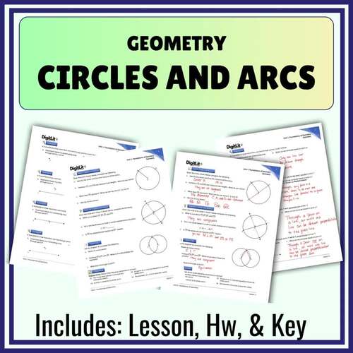 Circles and Arcs Notes, Worksheets, & Homework | 9th-11th Grade Geometry