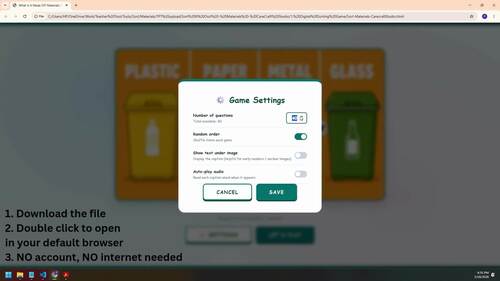 Plastic Paper Metal Glass Sorting| Digital Game + 40 Flashcards ...