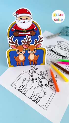 Printable 3D Santa Sleigh Christmas Craft Fine Motor Skill, Low-Prep ...