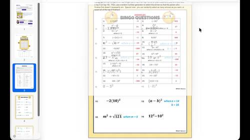Fun Math Review Games Simplifying Algebraic Expressions Bingo Activity ...