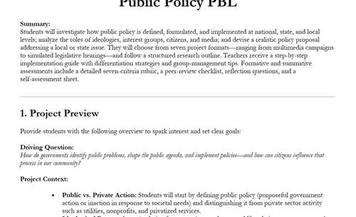 No Prep Public Policy Project by PBL History & Civics | TPT