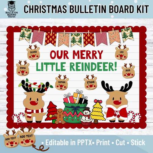 Reindeer Bulletin Board Kit Our Merry Little Reindeer: Christmas ...