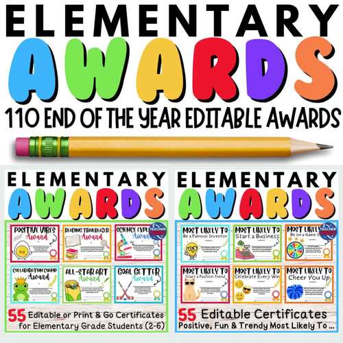 End of the Year Awards for Elementary | Variety & Most Likely EDITABLE ...