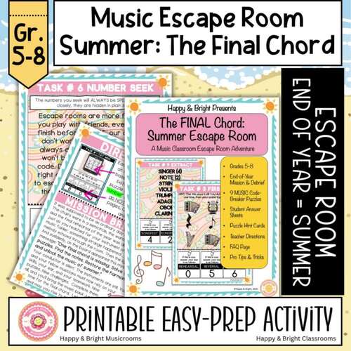 End of Year Music Escape Room for Middle School, Music Logic Puzzles ...