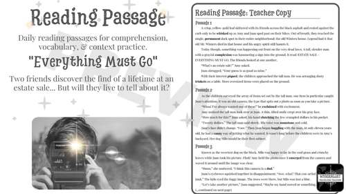 Weekly Reading Passage Reading Comprehension Writing ELL Reading ...