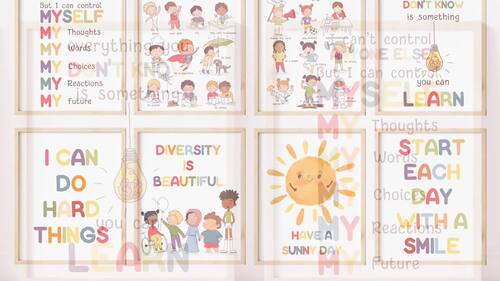 8 Calm Down Posters School Counselor Therapy Office Decor Growth Mindset