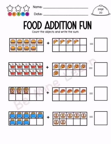 Food Theme Addition to 10 | Math Centers K-1 | NO PREP by Be Mine LEARN