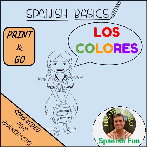 Preview of Los Colores! Sing Along Basic Colors Video Song and Printable Worksheets