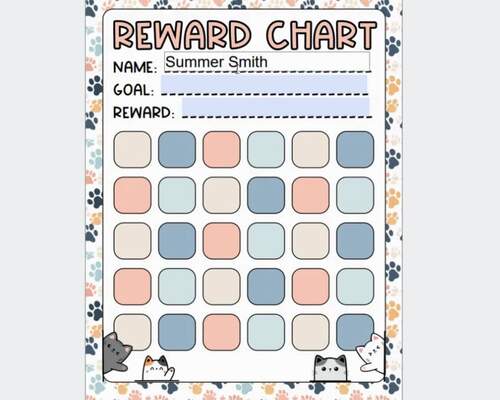 Kitty Cat Behavior Chart Reward Good Behavior, Class Management or ...