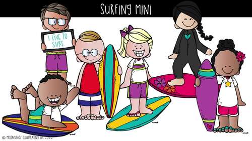 Surfing clip art, beach, sport Mini by Melonheadz Clipart | TPT