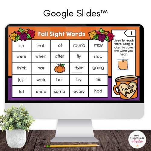 FALL 1st Grade Sight Words Bingo - Print & Digital Google Sides™ included