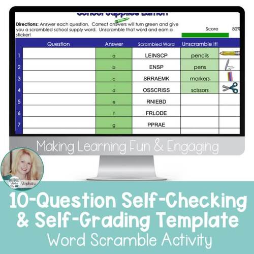 Template Self-Checking - Self-Grading - 10 Question Digital Activity