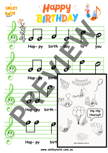 Preview of Happy Birthday - Music Notes in Treble Clef| Coloring Page - Music Sheet - Video