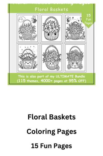 Floral Baskets Coloring Pages | Printable Floral Coloring Book for Kids