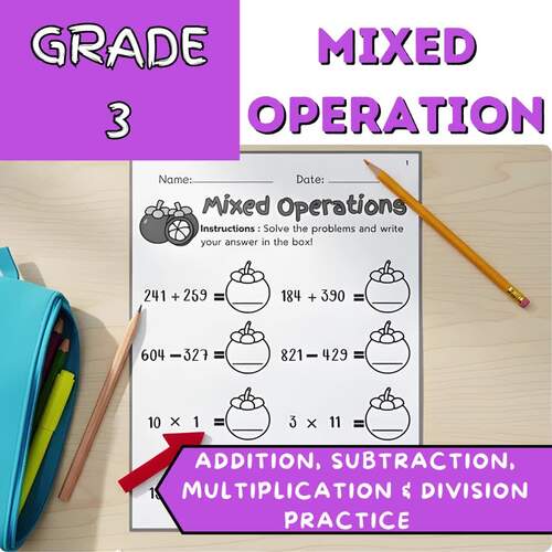 Mixed Math Practice for Grade 3: Addition, Subtraction, Multiplication ...