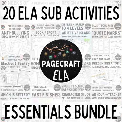 ELA Sub Essentials BUNDLE of One-off Tasks for Your Substitute Teacher ...