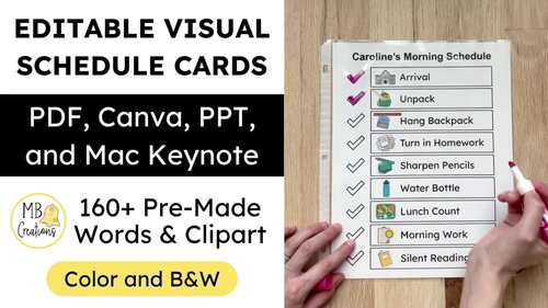 Editable Morning Routine Visual Schedule Icons Autism Daily Checklist Template