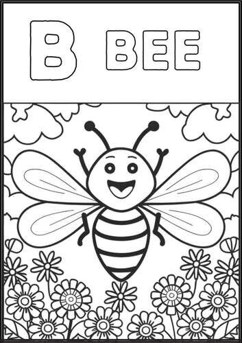 Best Printable Bee ,Lettre B,Coloring Page, Kids,Cute,PreK,sheet,Beautiful