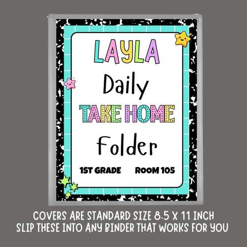 Take Home Cover Folder Editable Template Composition Notebook Homework ...