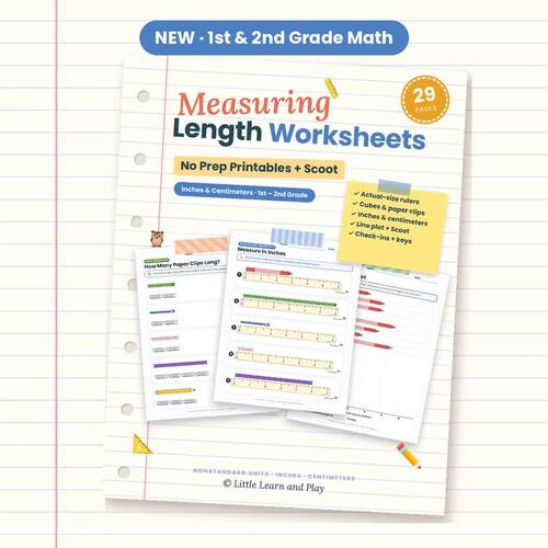 Measuring Length Worksheets 1st 2nd Grade Inches Centimeters Ruler Practice