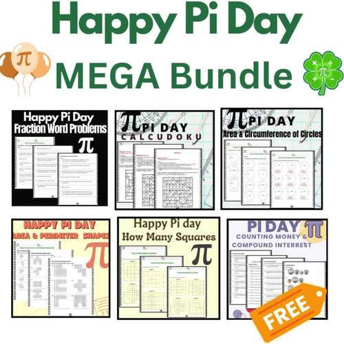 Pi DAY MATH MEGA BUNDLE 5 Premium Products + Free BONUS GIFT NO PREP