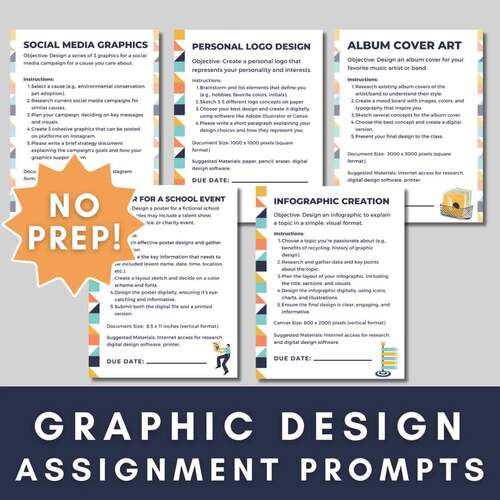Graphic Design Assignment Prompts | No Prep Assignments by Jenny Marie