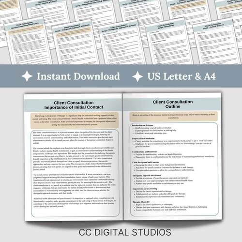 Client Consult Guide & Scripts for Therapist Office, Cheat Sheets, Client Intake