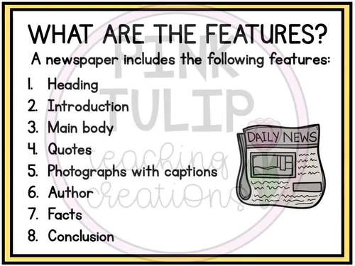 Features Of A Newspaper Report Powerpoint Guided Teaching Tpt