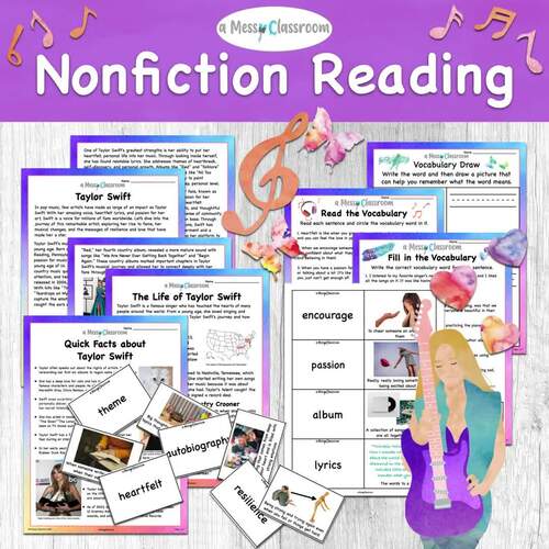 Taylor Swift Biography Lesson Reading Writing W.2.8 & RI.2.9, Fact