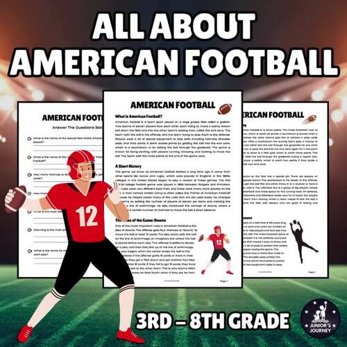 American Football Reading Comprehension | Informational Worksheet ...