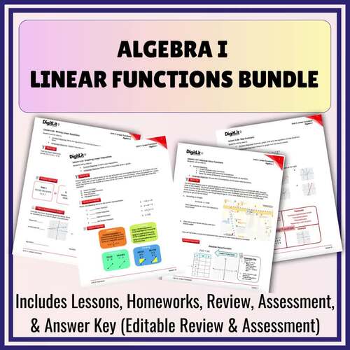 Linear Functions Unit for 9th Grade Algebra | Guided Notes, Review, Test