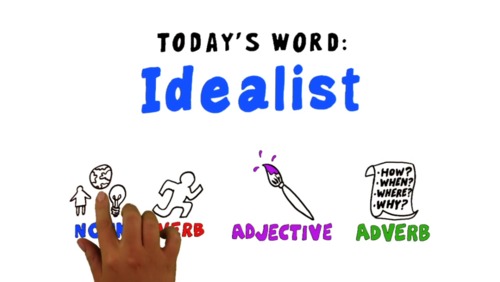 Preview of Word of the Week: IDEALIST: Whiteboard Video + Online Quiz + Activities