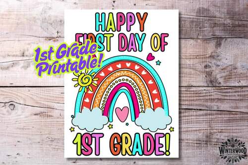1st Grade First Day of School Sign | Printable Photo Prop | TPT