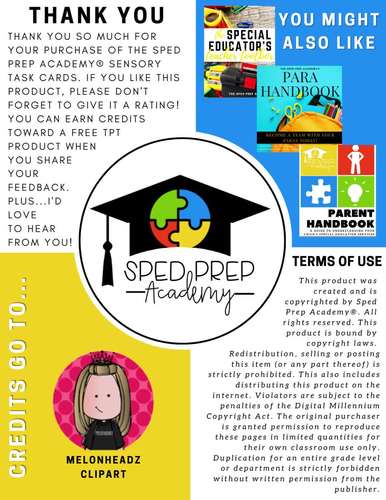 Sensory Task Cards-Olfactory Input by Sped Prep Academy-Jennifer Hofferber
