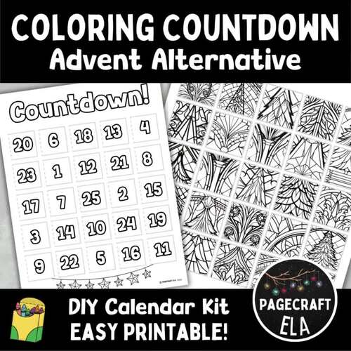 Coloring Countdown Calendar Kit for Inclusive Print and Craft Activity