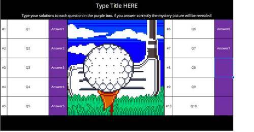Golf Commercial Use Pixel Art Activity Templates for Google Sheets