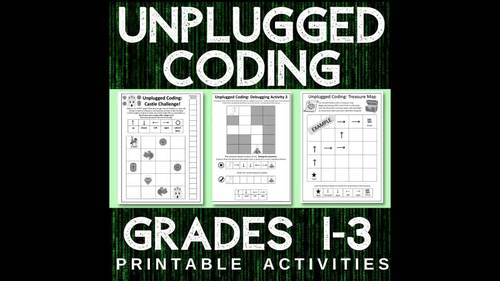CODING Unplugged Worksheets CODING Grade 1 -3 MATH ALGEBRA No Devices